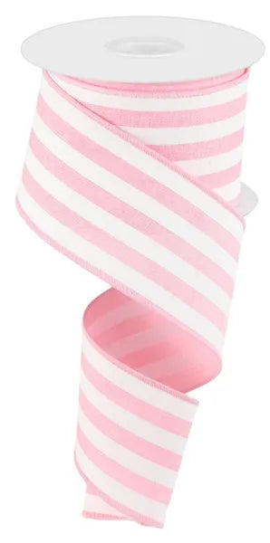 2.5"X10YD VERTICAL STRIPE LT PINK/WHITE - Burlap and Bling Decor