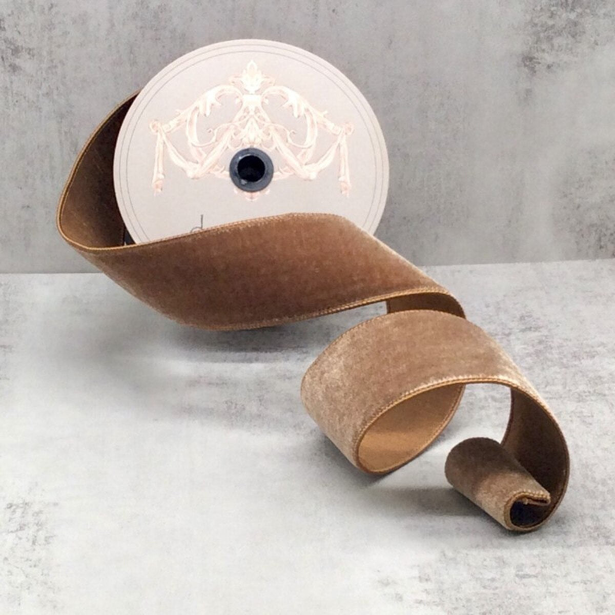 2.5" x 10yds lush velvet walnut dupion back, walnut Ribbon - Burlap and Bling Decor