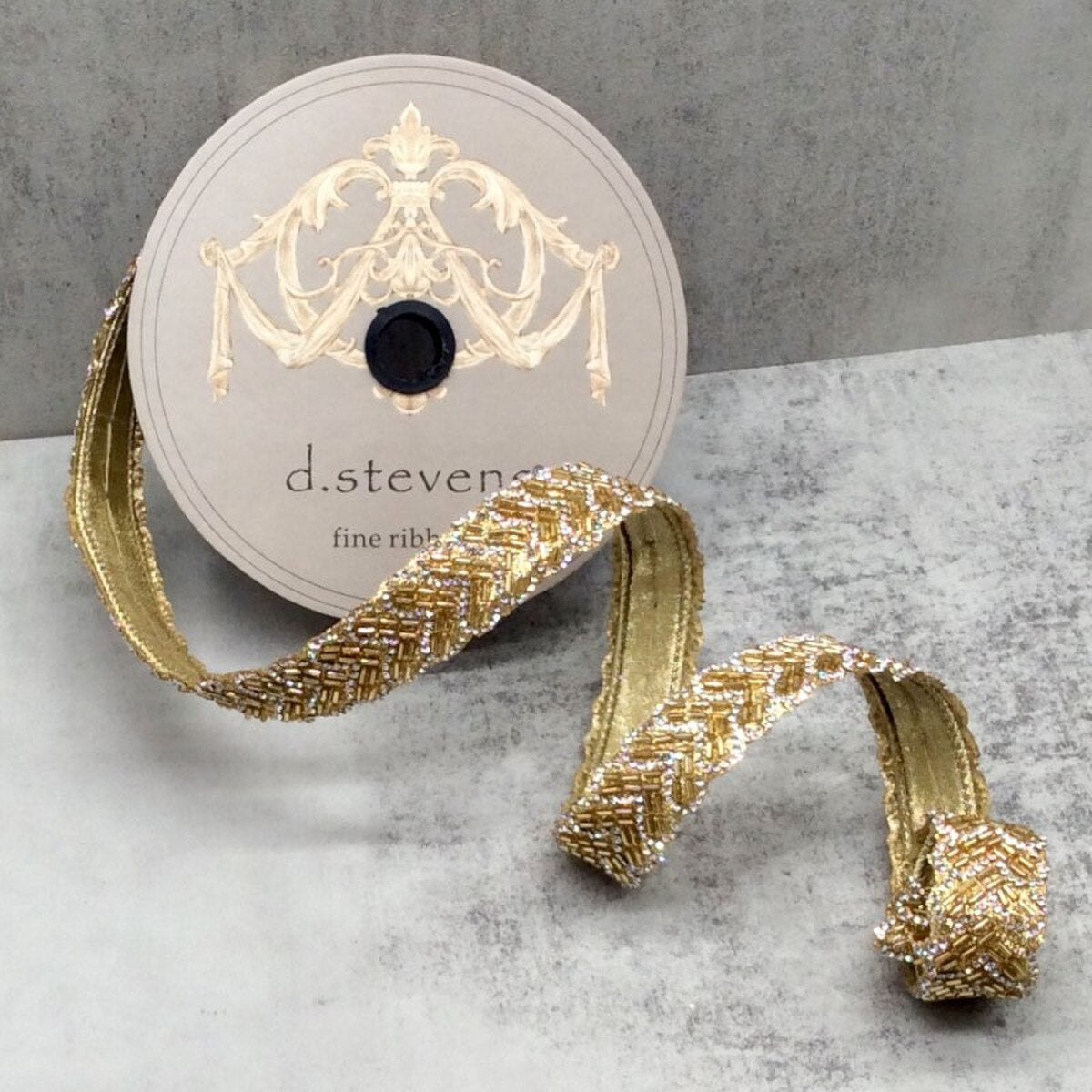 1” x 5yds bead jewel chevron glam, gold