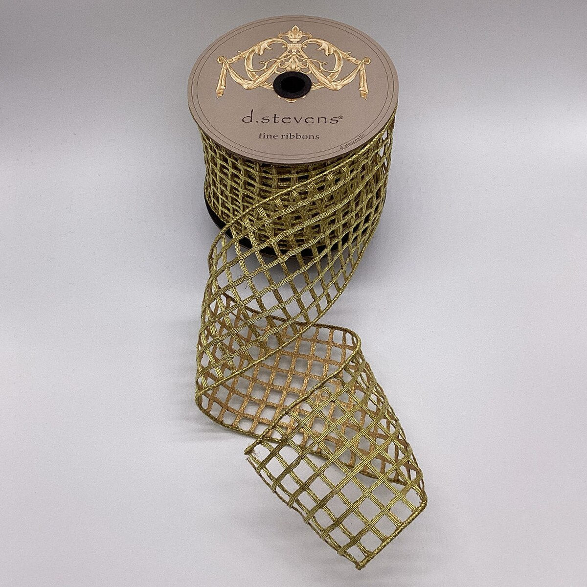 4” x 10yds metallic window pane, gold wired ribbon - Burlap and Bling Decor
