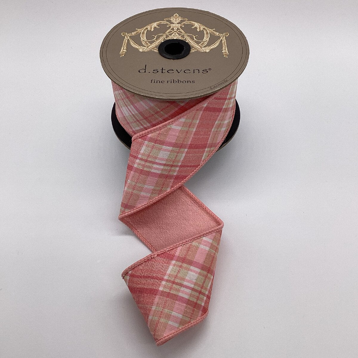 2.5“ x 10yds dupion bias cut plaid, shades of pink