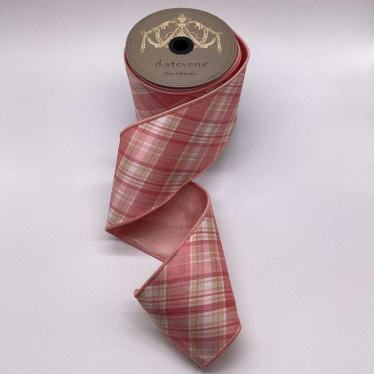 4” x 10yds dupion bias cut plaid, shades of pink