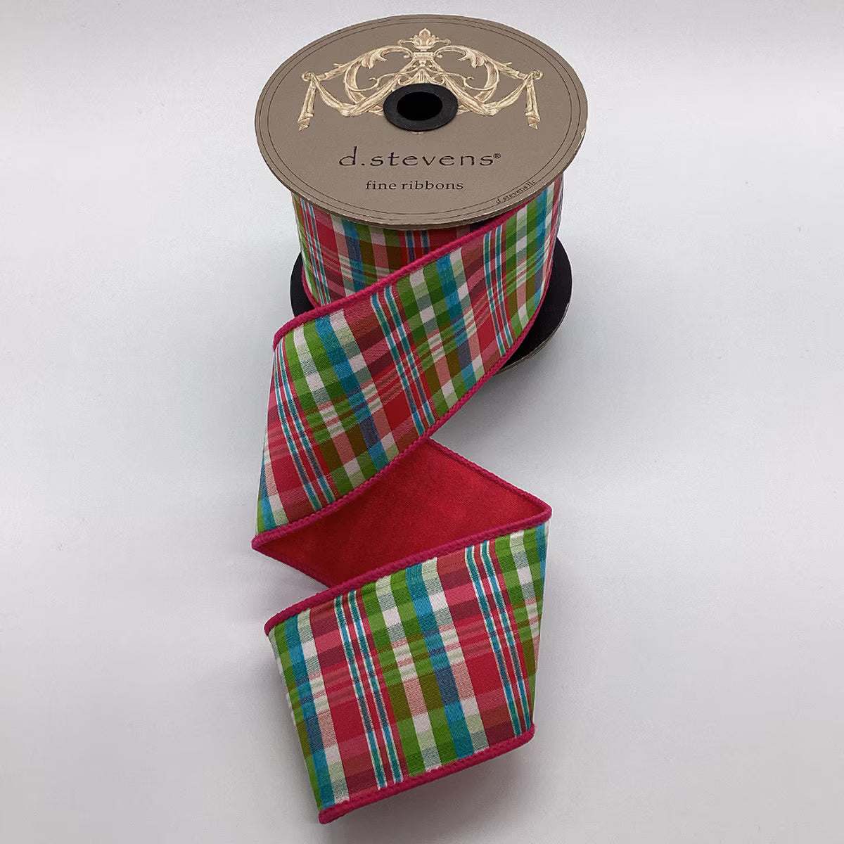 3“ X 10YDS DUPION PLAID, HOT PINK LIME WHITE ICE BLUE WIRED RIBBON - Burlap and Bling Decor