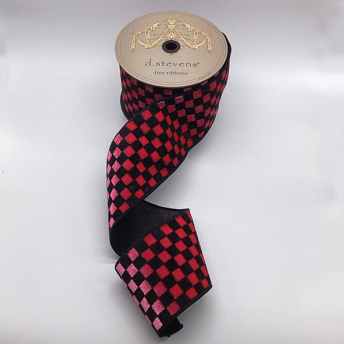 4“ x 10yds ice velvet check, pink black - Burlap and Bling Decor