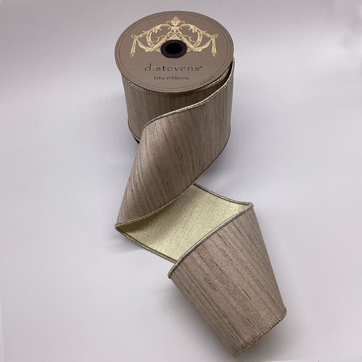 4" x 10yds slub dupion metallic platinum back, platinum