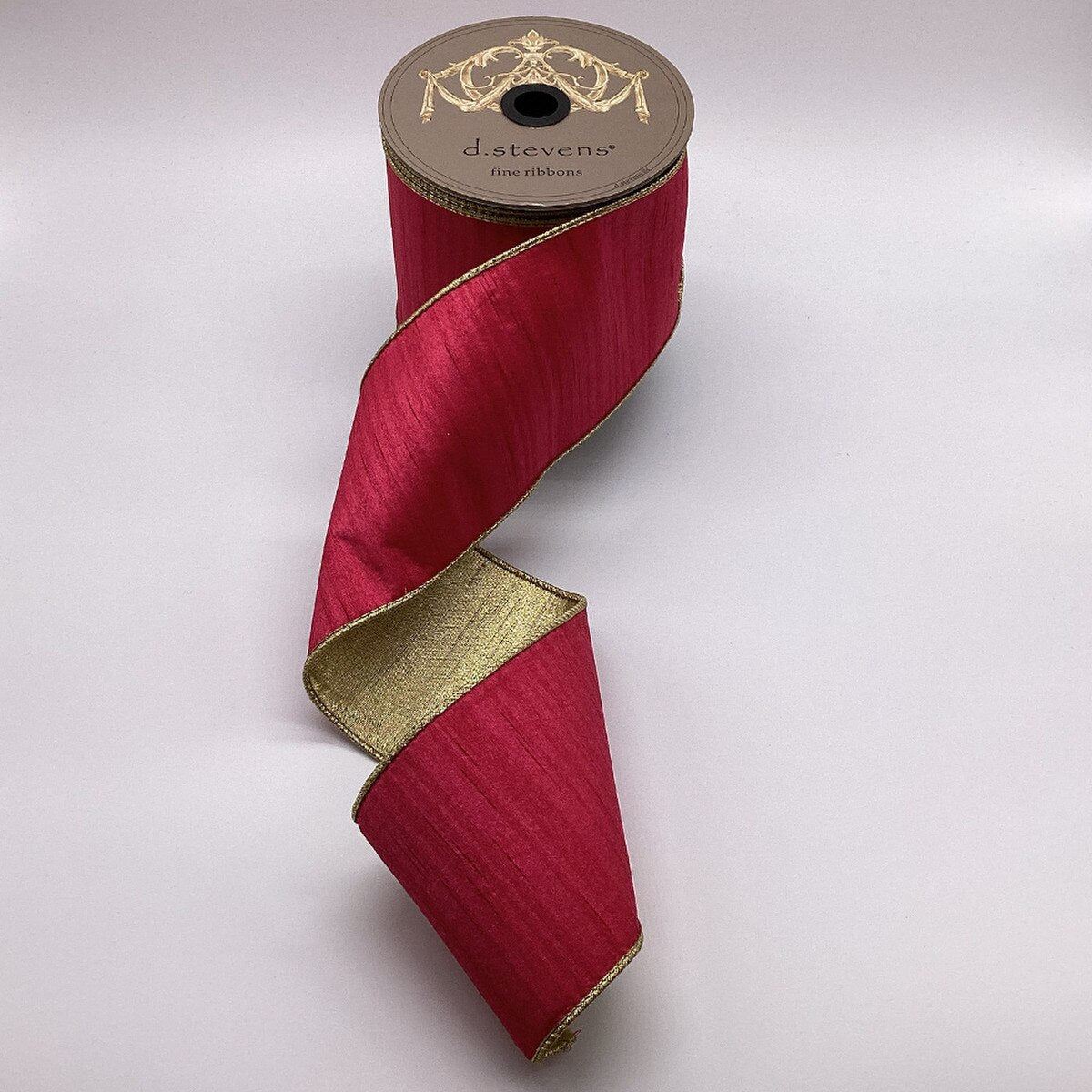 4“ x 10yds slub dupion metallic gold back, hot
pink - Burlap and Bling Decor