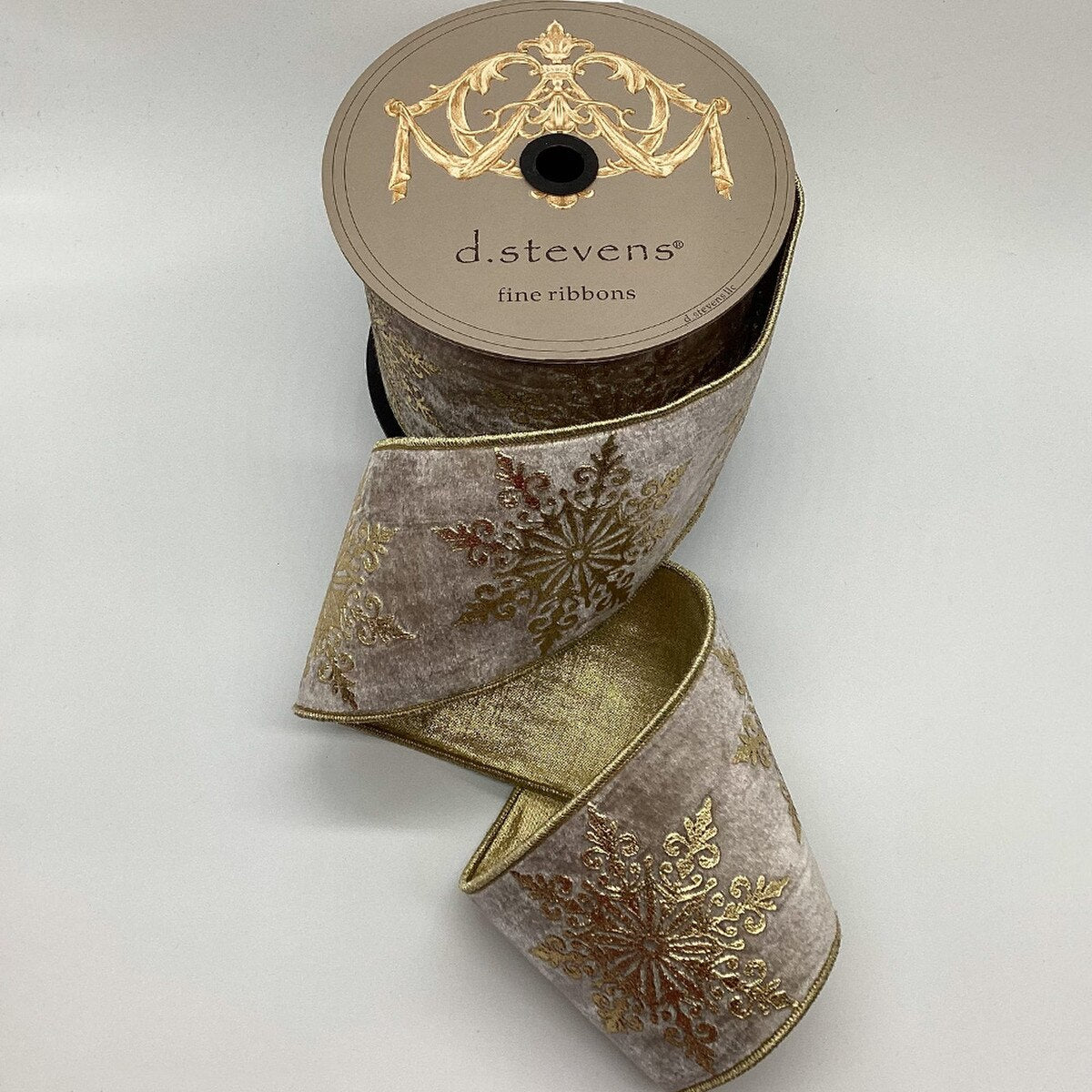 4" x 10yds velvet gold foil snowflake, platinum