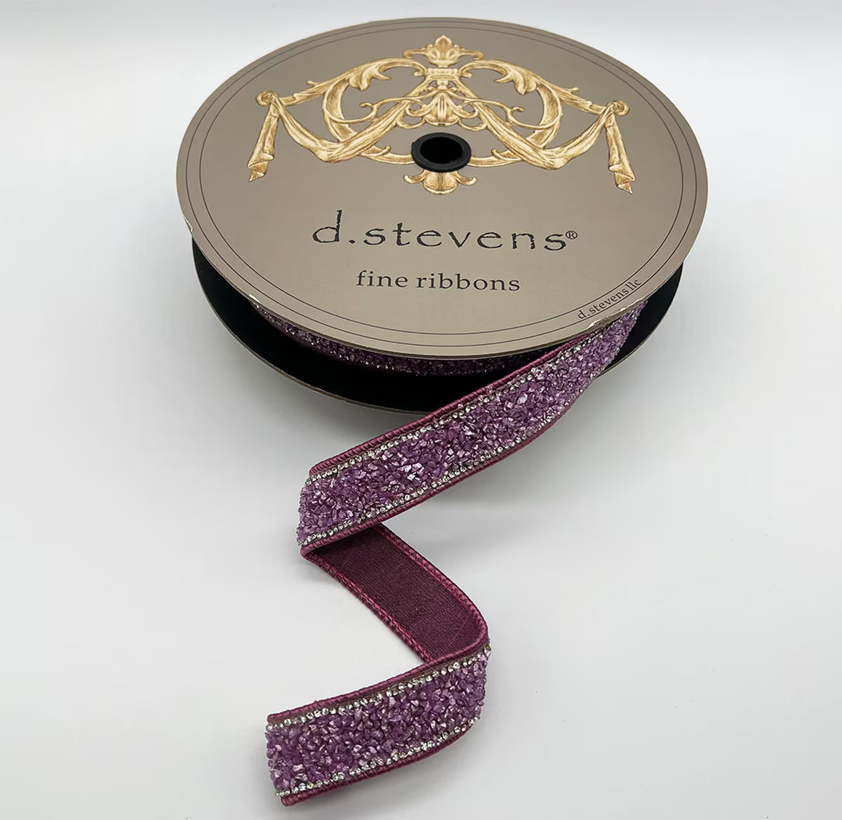 1” X 10YDS POLY ROCK CANDY CRYSTAL SIDE TRIM, RASPBERRY WIRED RIBBON - Burlap and Bling Decor