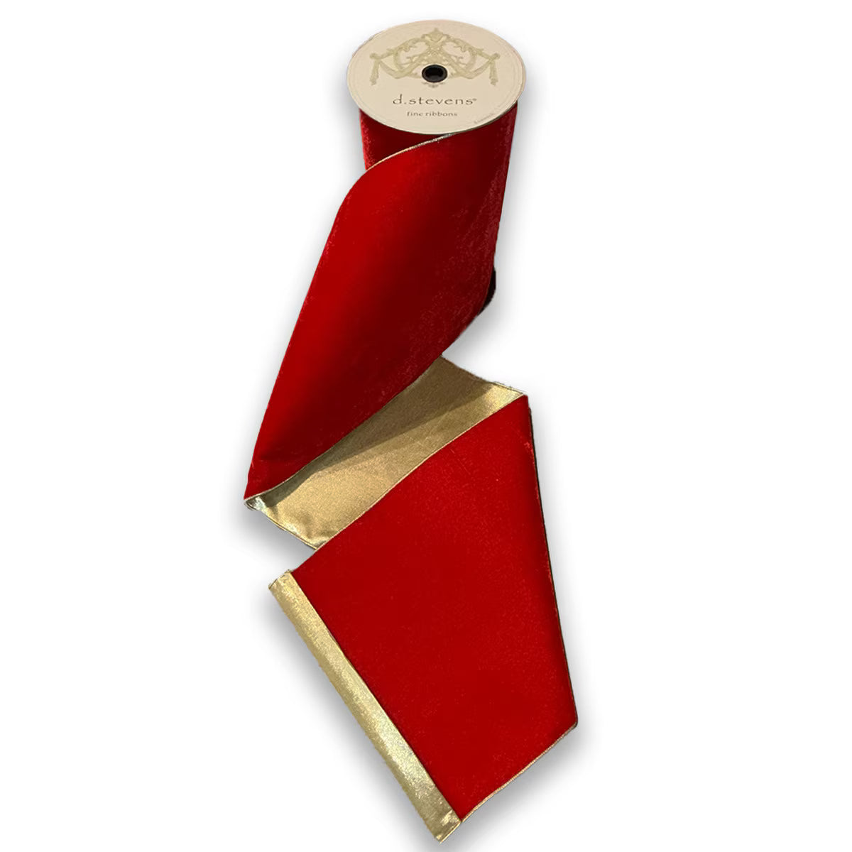 12” x 10yds VP lush velvet w,metallic light gold back, hot red