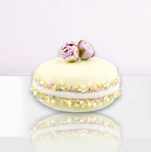 3.5in Yellow Macaron Orn - Burlap and Bling Decor