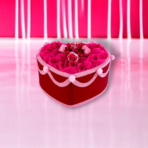 Pink Heart Box 8" - Burlap and Bling Decor
