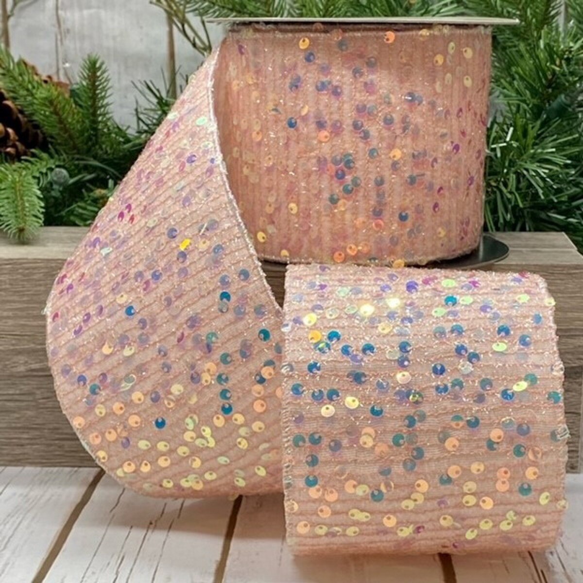 4" x 10yds sequin tinsel, pink - Burlap and Bling Decor