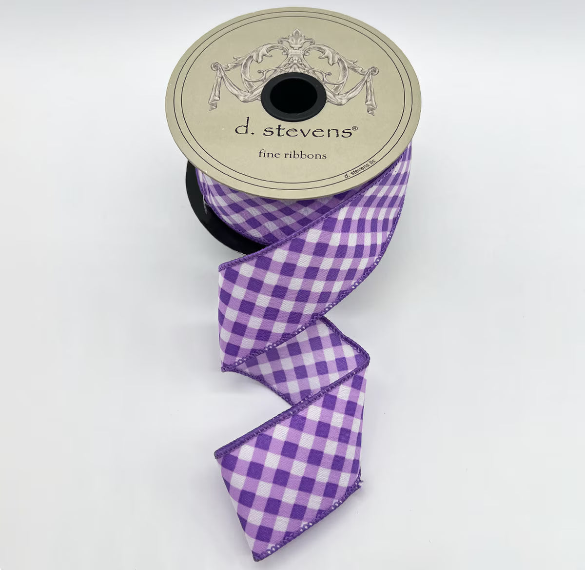1.5“ X 10YDS POPLIN CRISS CROSS CHECK, PURPLE WHITE WIRED RIBBON - Burlap and Bling Decor