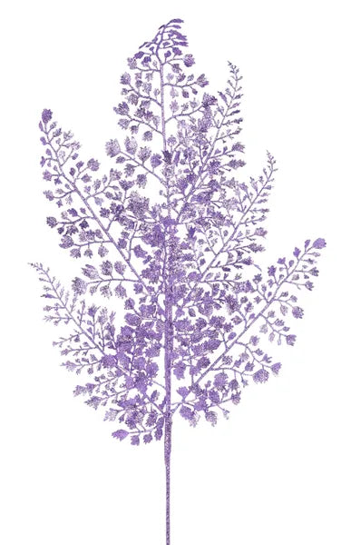 23"L GLITTER MAIDENHAIR FERN SPRAY LAVENDER - Burlap and Bling Decor