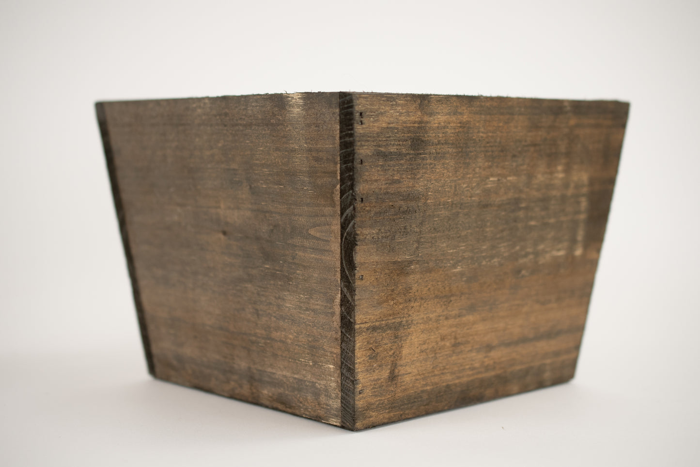 SQUARE WOOD BOX LG BROWN - Burlap and Bling Decor