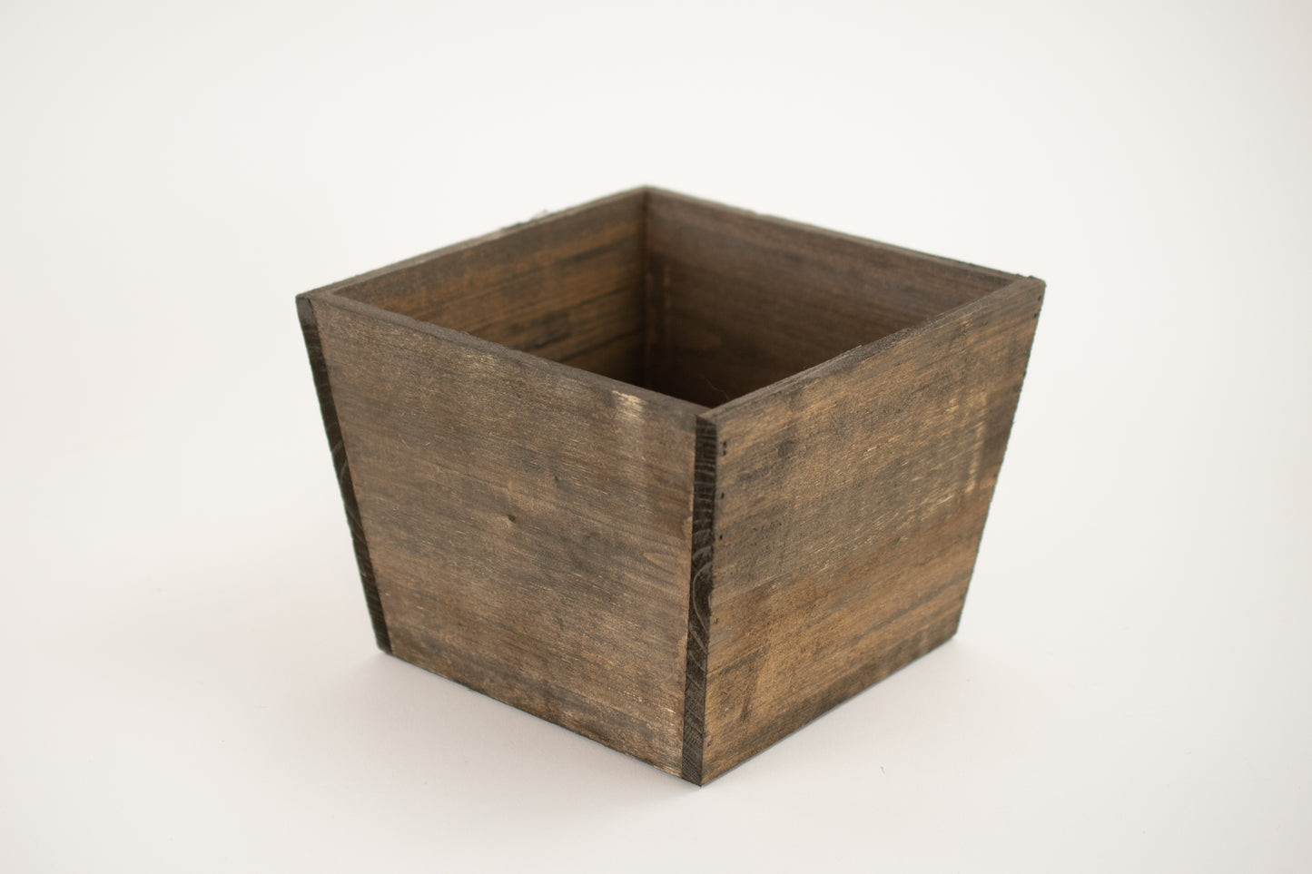 SQUARE WOOD BOX LG BROWN - Burlap and Bling Decor