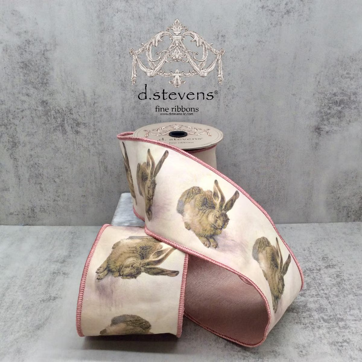 4“ X 10YDS DUPION RABBIT BLUSH TAFFETA BACK, BLUSH BROWN WIRED RIBBON - Burlap and Bling Decor