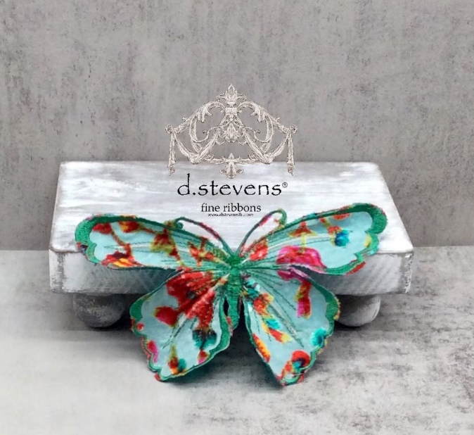 6" burn out velvet floral butterfly clip, blue hot pink yellow teal - Burlap and Bling Decor
