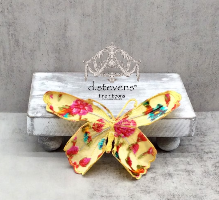 6" burn out velvet floral butterfly clip, hot pink yellow teal - Burlap and Bling Decor