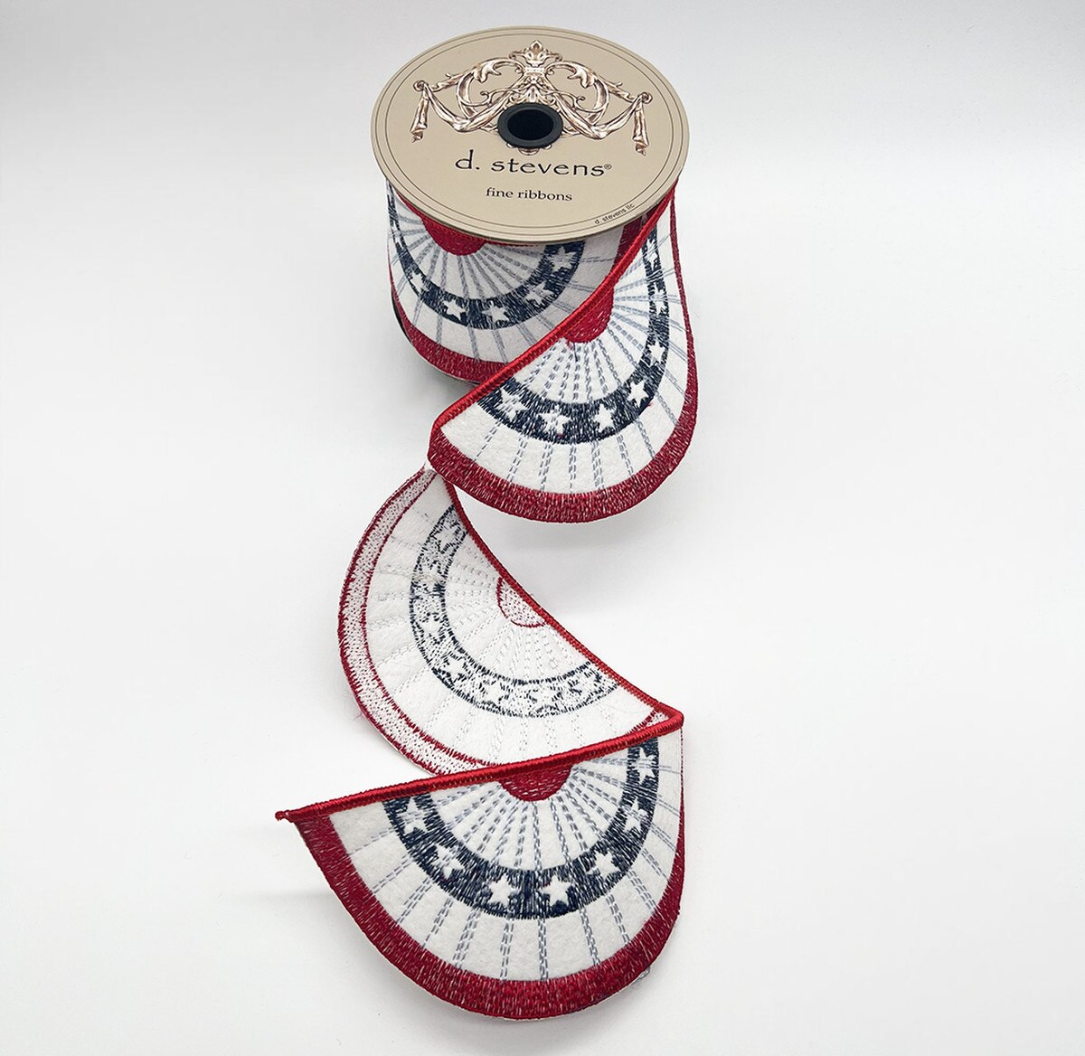 4” X 5YDS FELT EMBROIDERY AMERICANA BUNTING, RED WHITE BLUE WIRED RIBBON - Burlap and Bling Decor