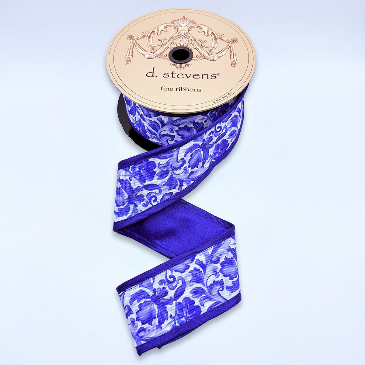 2.5” x 10yds taffeta acanthus leaf chinoiserie piping edge, blue white