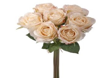 DRIED ROSE BUNDLE 13" CREAM - Burlap and Bling Decor