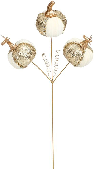 Pumpkin Spray, Gold Ivory - 22" - Burlap and Bling Decor
