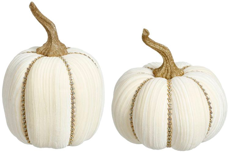 JEWELED PUMPKIN, IVORY - Burlap and Bling Decor