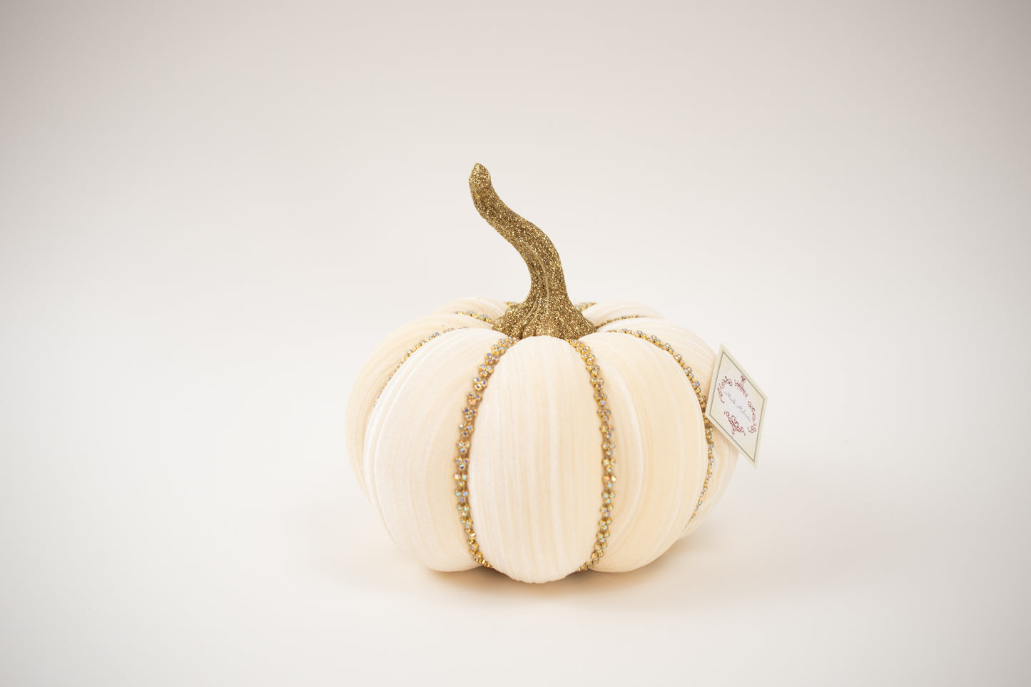 JEWELED PUMPKIN, IVORY - Burlap and Bling Decor