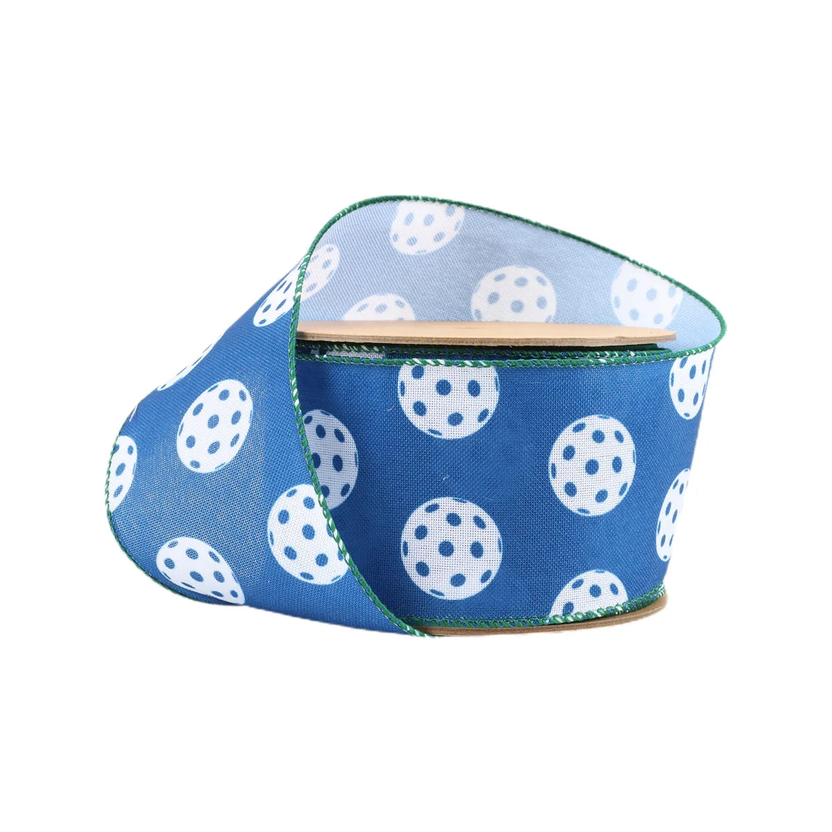 2.5" x 10 yrds Pickleballs on Blue Indoor Wired Ribbon