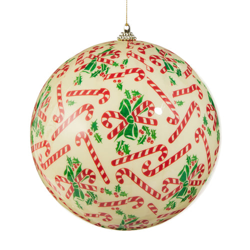 6" Candy Cane Ball Ornament - Burlap and Bling Decor