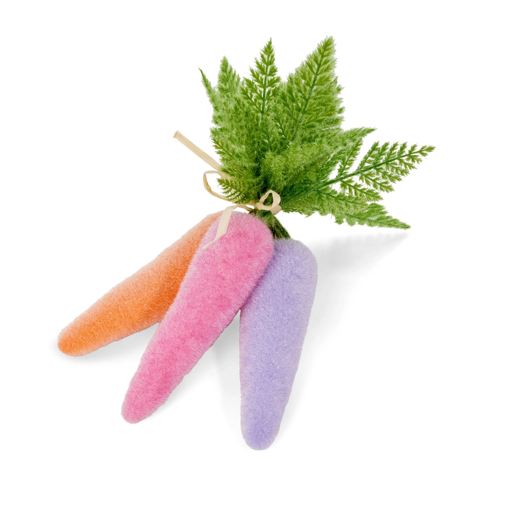 12" SHERBET FLOCKED CARROT BUNDLE - Burlap and Bling Decor