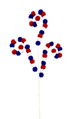 Felt Ball Curly Spray Red White and Blue - Burlap and Bling Decor