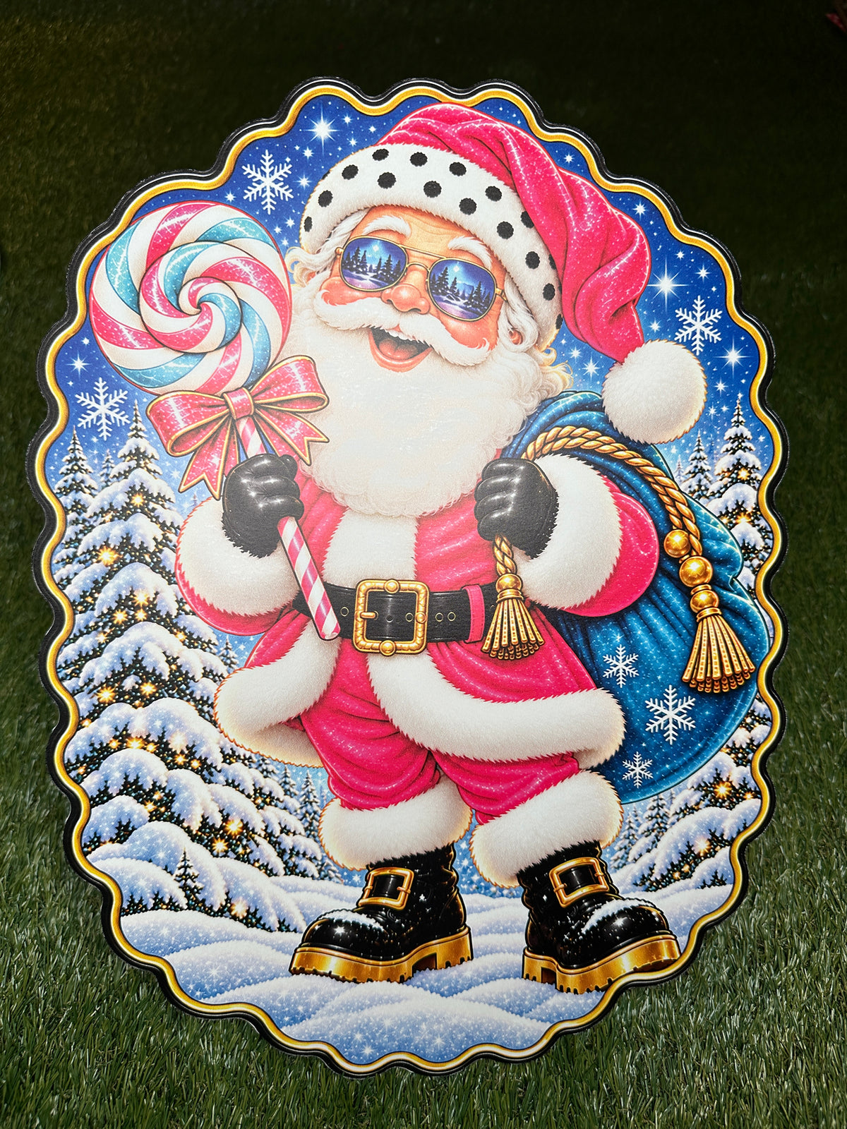 Retro Pink Santa 16"