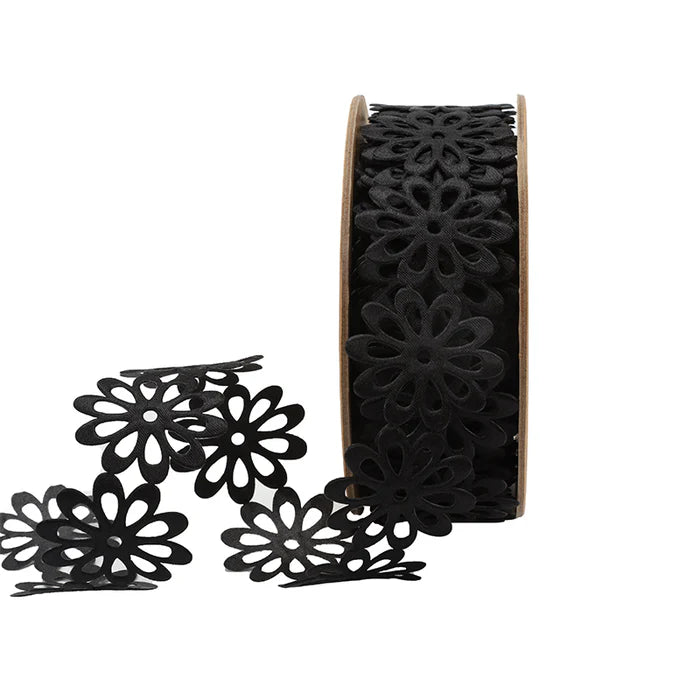 1 1/2 Ultra Sonic Trim | Large Flower Silhouette Black - Burlap and Bling Decor