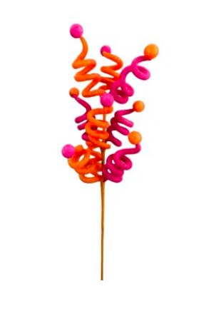Curly Ball Spray H24 pink/orange - Burlap and Bling Decor