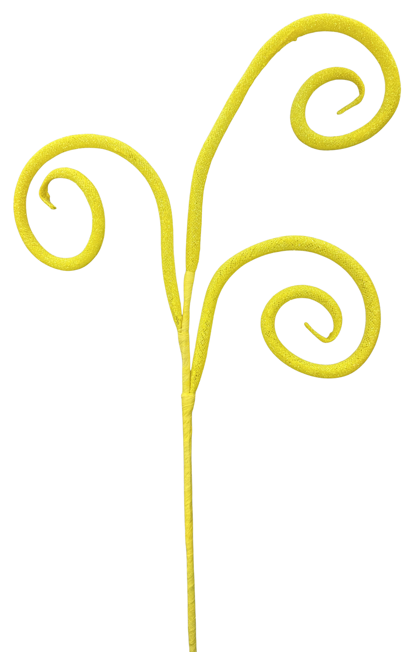 Glitter Yellow Tube Curly Pick H18 - Burlap and Bling Decor