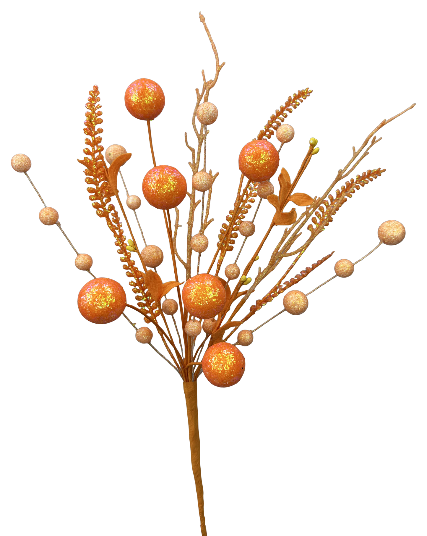 Orange Glitter Ball Filler Bush H21 - Burlap and Bling Decor