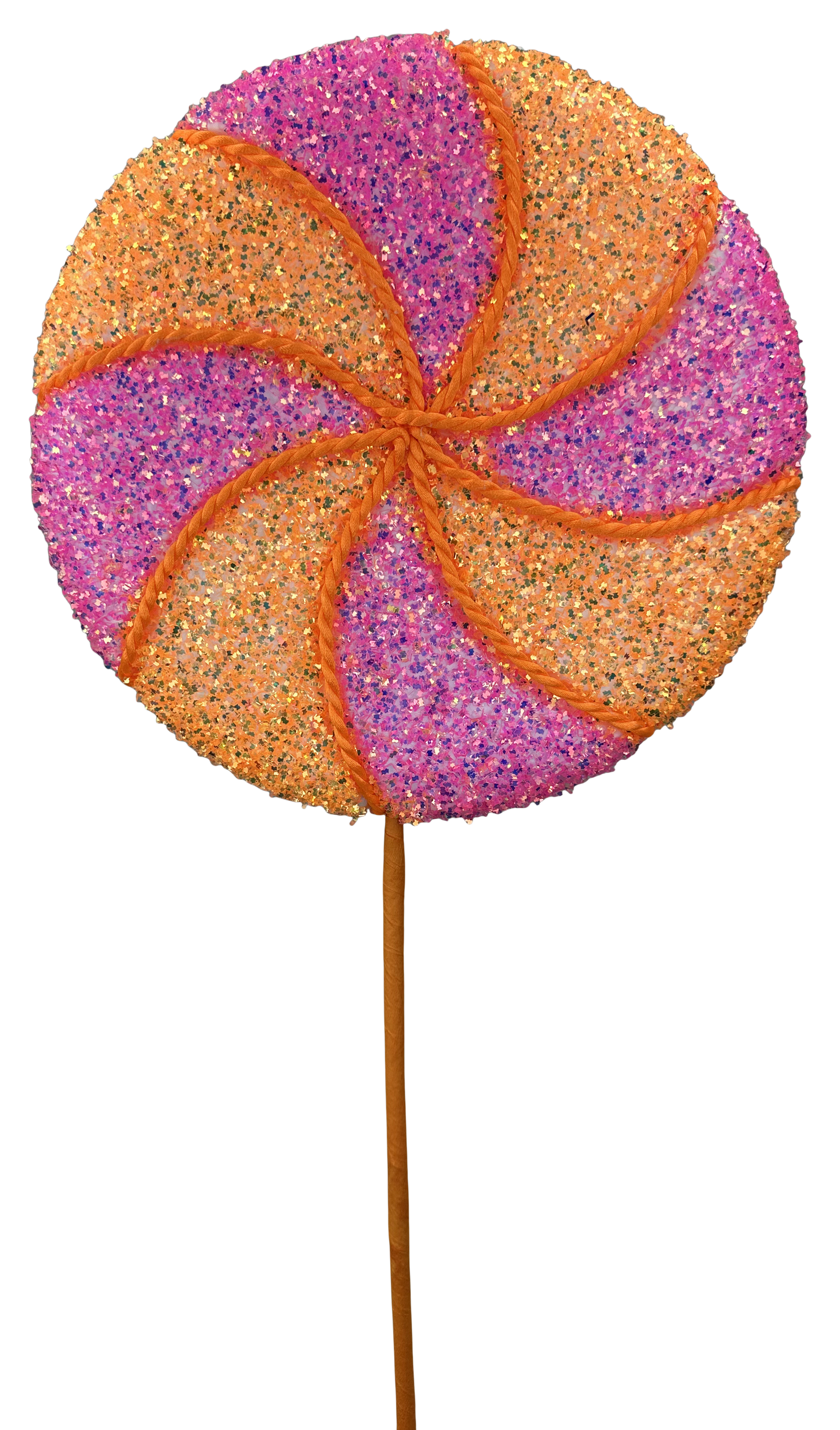 Pink and Orange Lollipop Pick 10" Dia - Burlap and Bling Decor