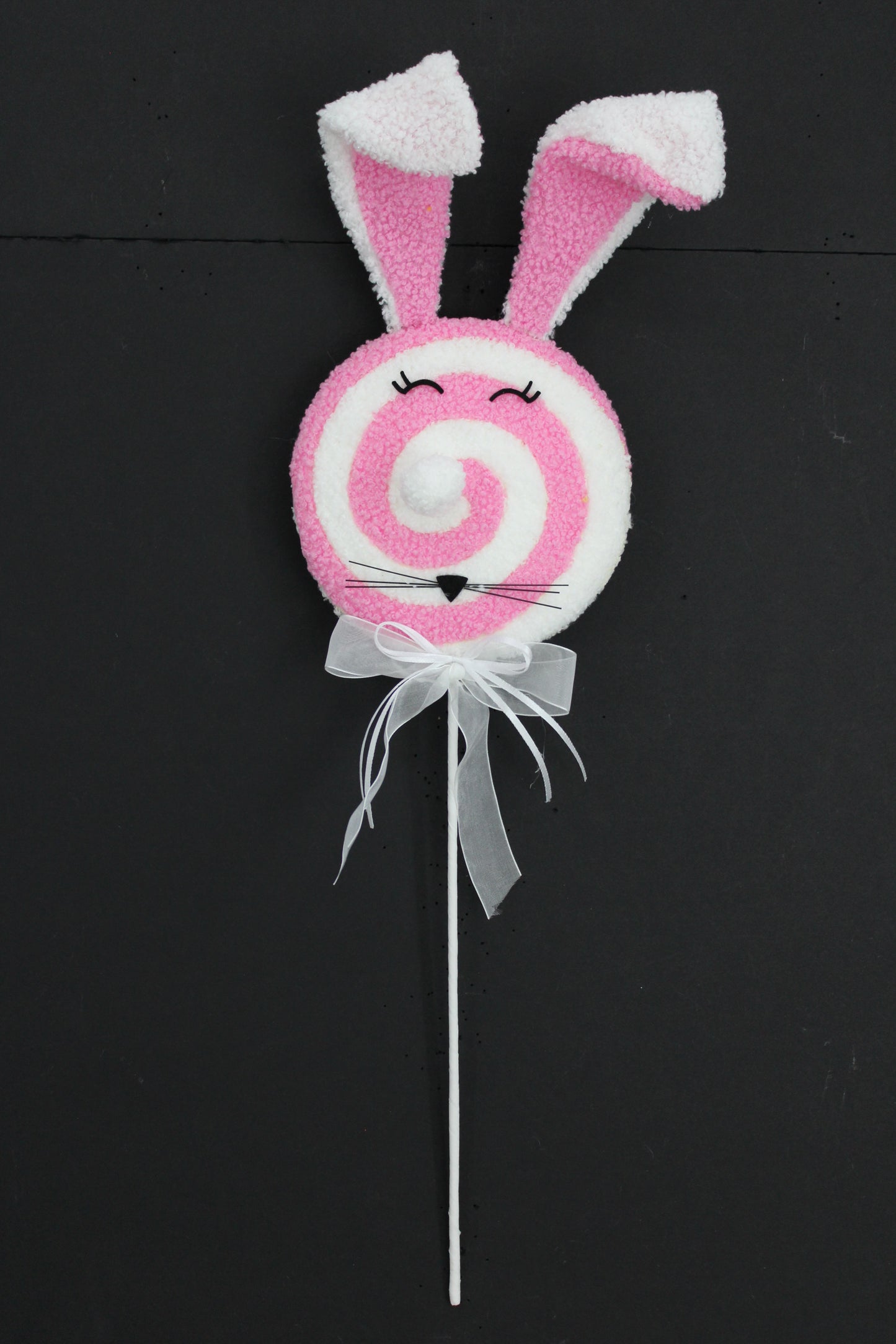 24 IN PINK EASTER BUNNY FACE LOLLIPOP SPRAY - Burlap and Bling Decor