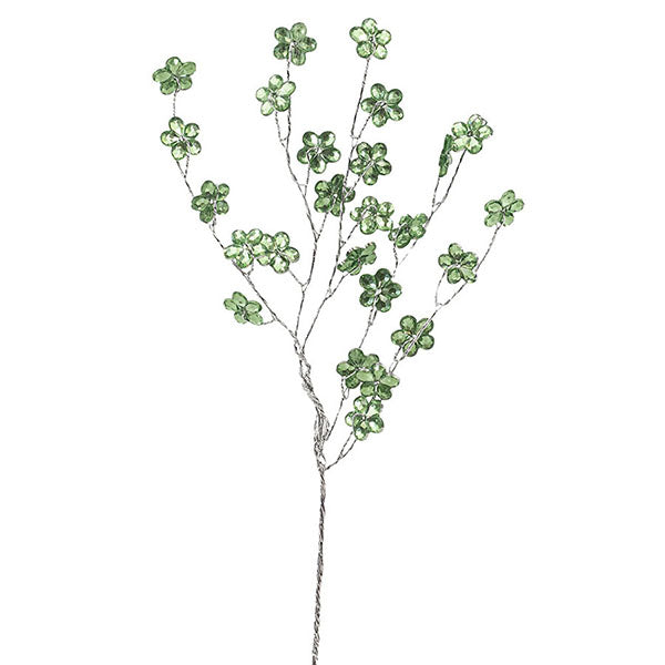 JEWEL FLOWER 8in PICK Green - Burlap and Bling Decor