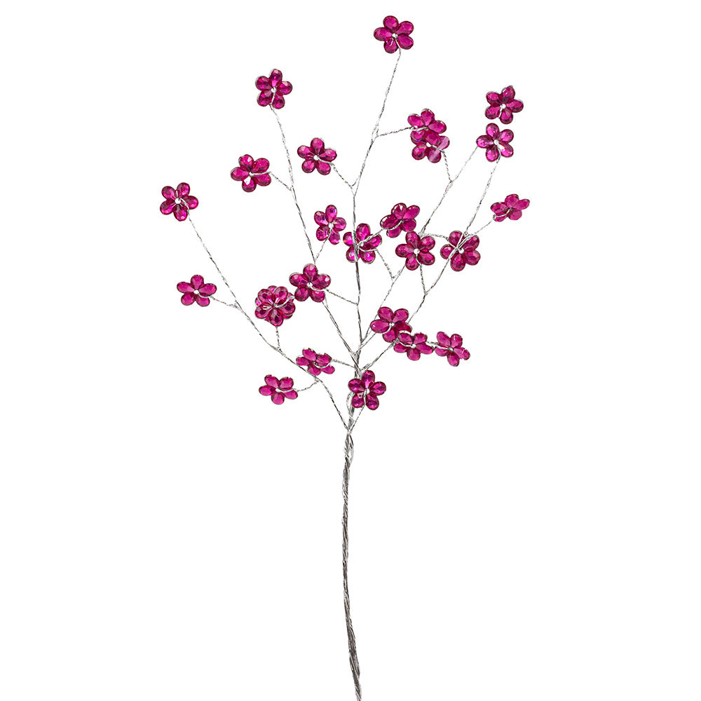 JEWEL FLOWER 8in PICK Fuschia - Burlap and Bling Decor