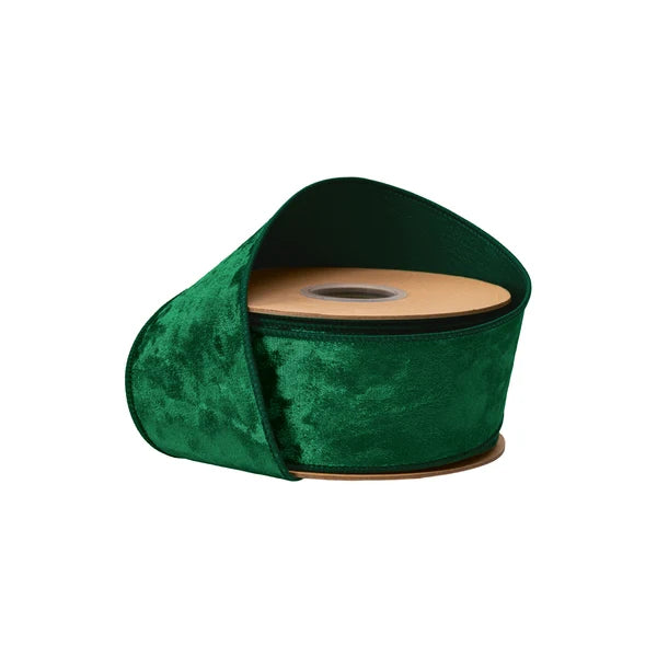 2.5" x 10 yrds Heritage Velvet Ribbon Hunter Wired Ribbon
