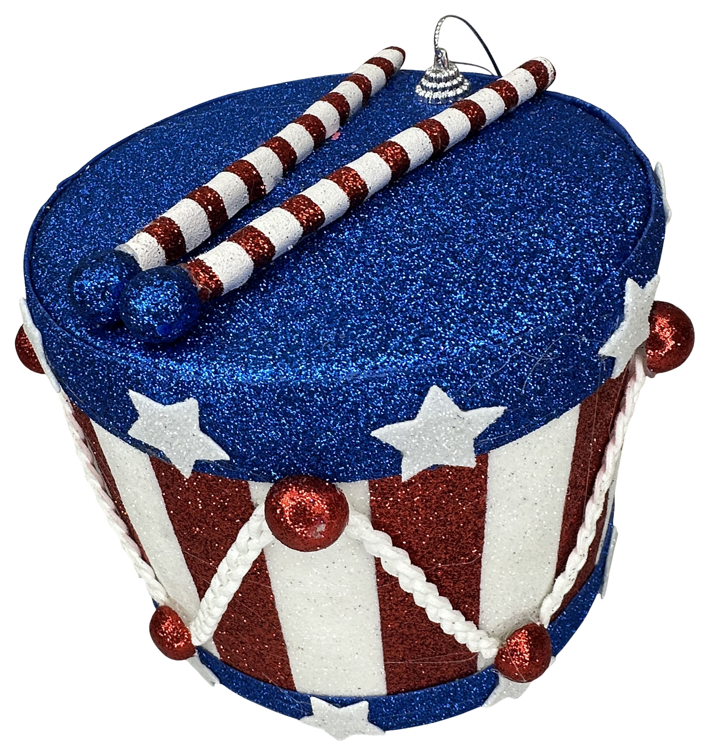 Orn Glitter Drum H6xDIA6.5 - Burlap and Bling Decor