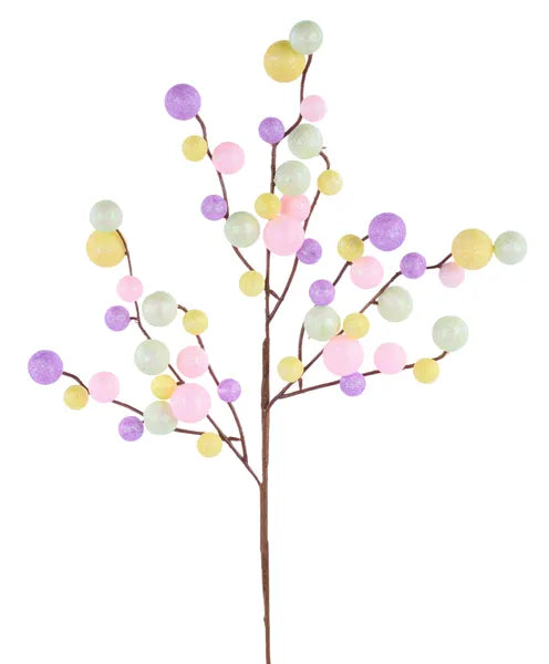 17"L IRIDESCENT GLITTER BALL SPRAY LAV/PINK/YELLOW/LT GREEN - Burlap and Bling Decor