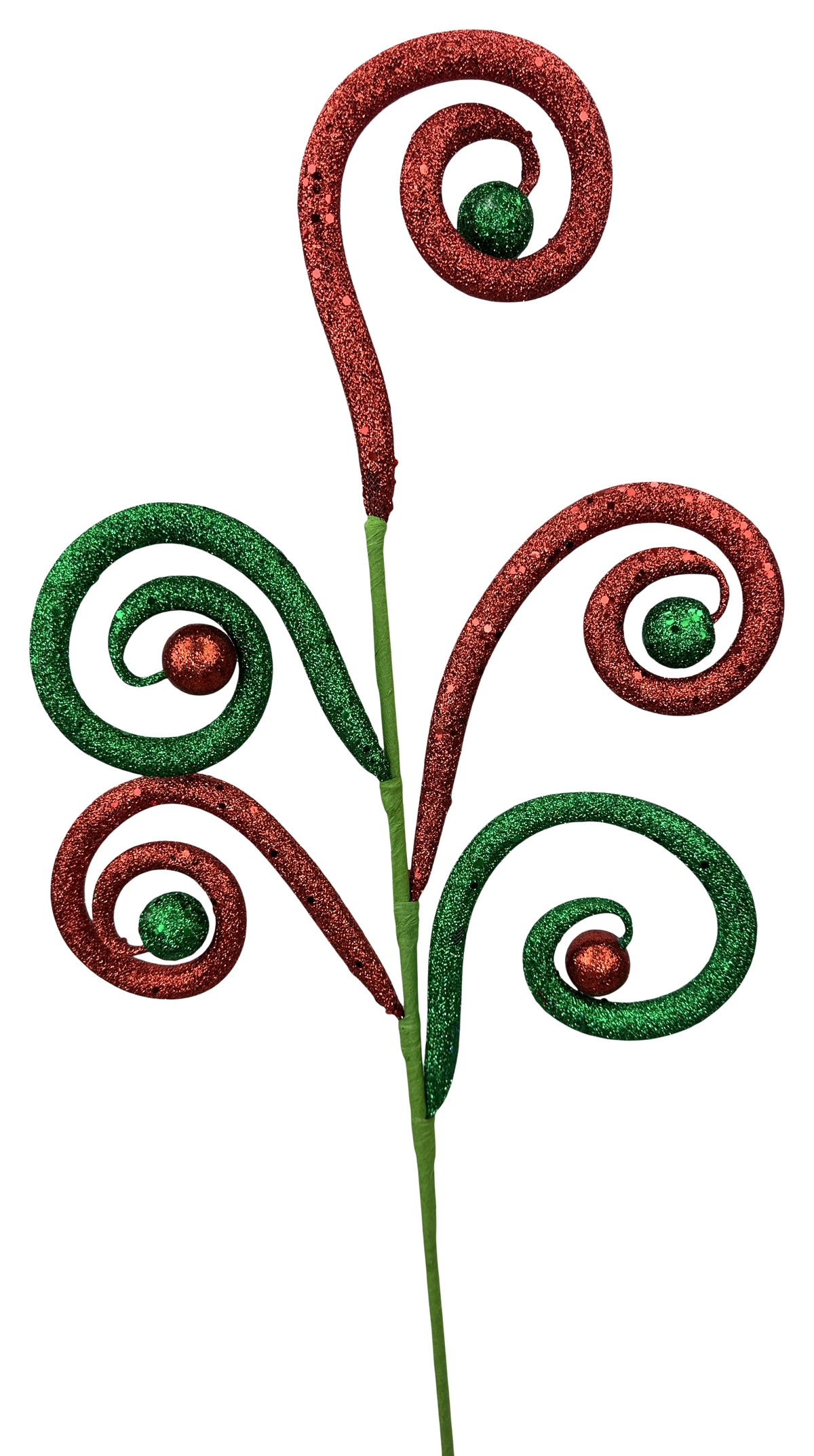 28" Curly Ball Spray Red Green