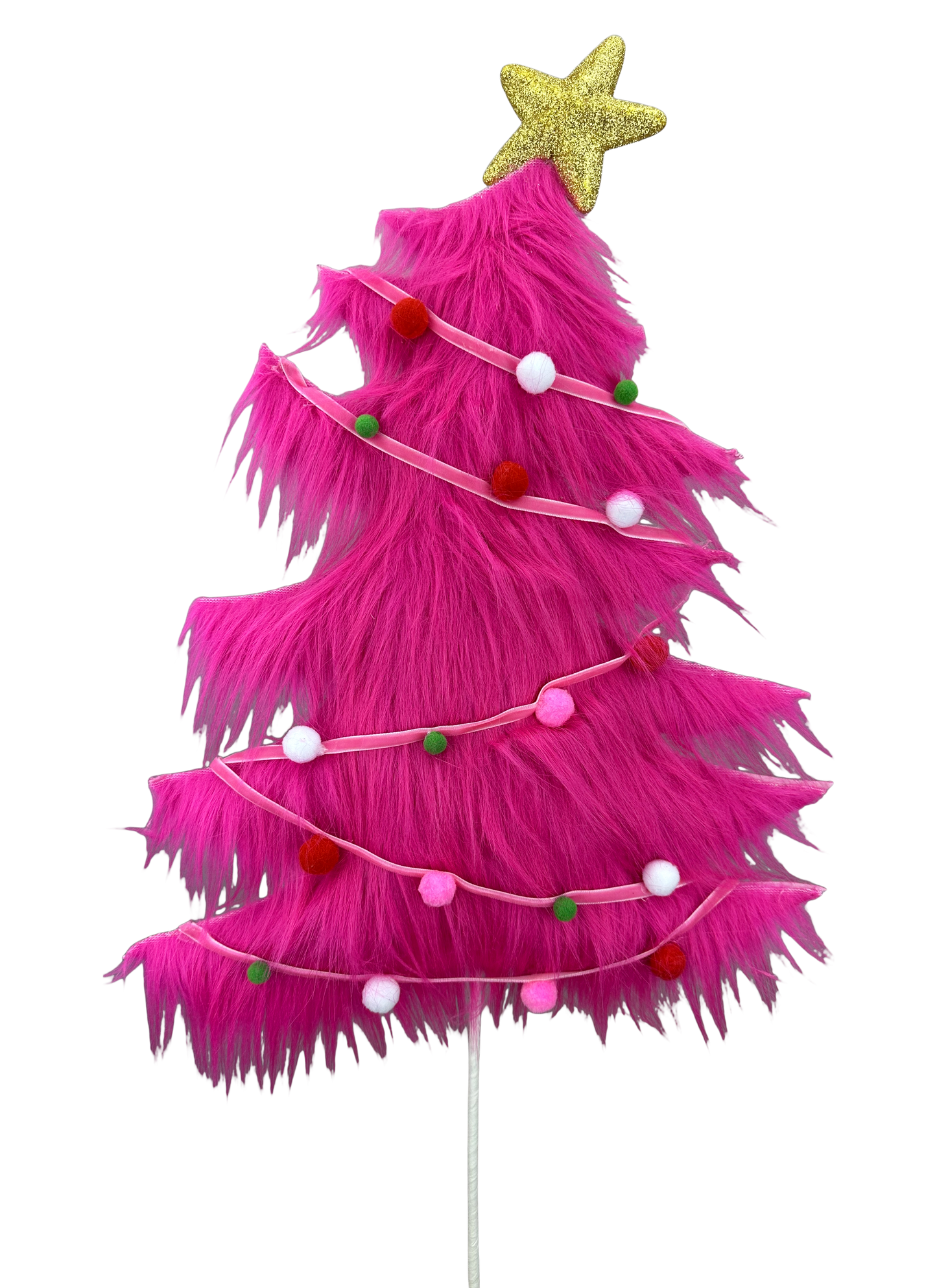 Furry Christmas Tree Spray H28xW12 Hot Pink - Burlap and Bling Decor