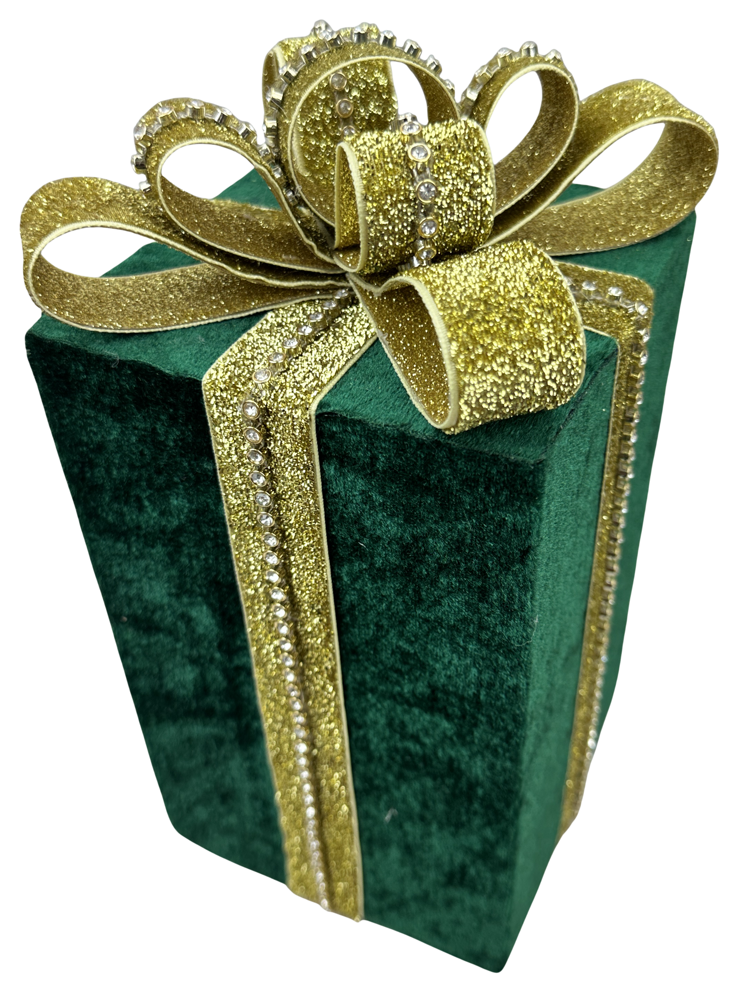 Gift Box Green,Gold Lg H10xW5xD5