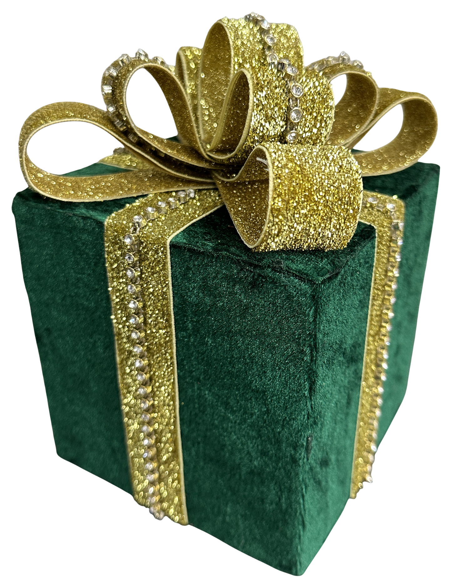 Gift Box Green,Gold Sm H7xW5xD5