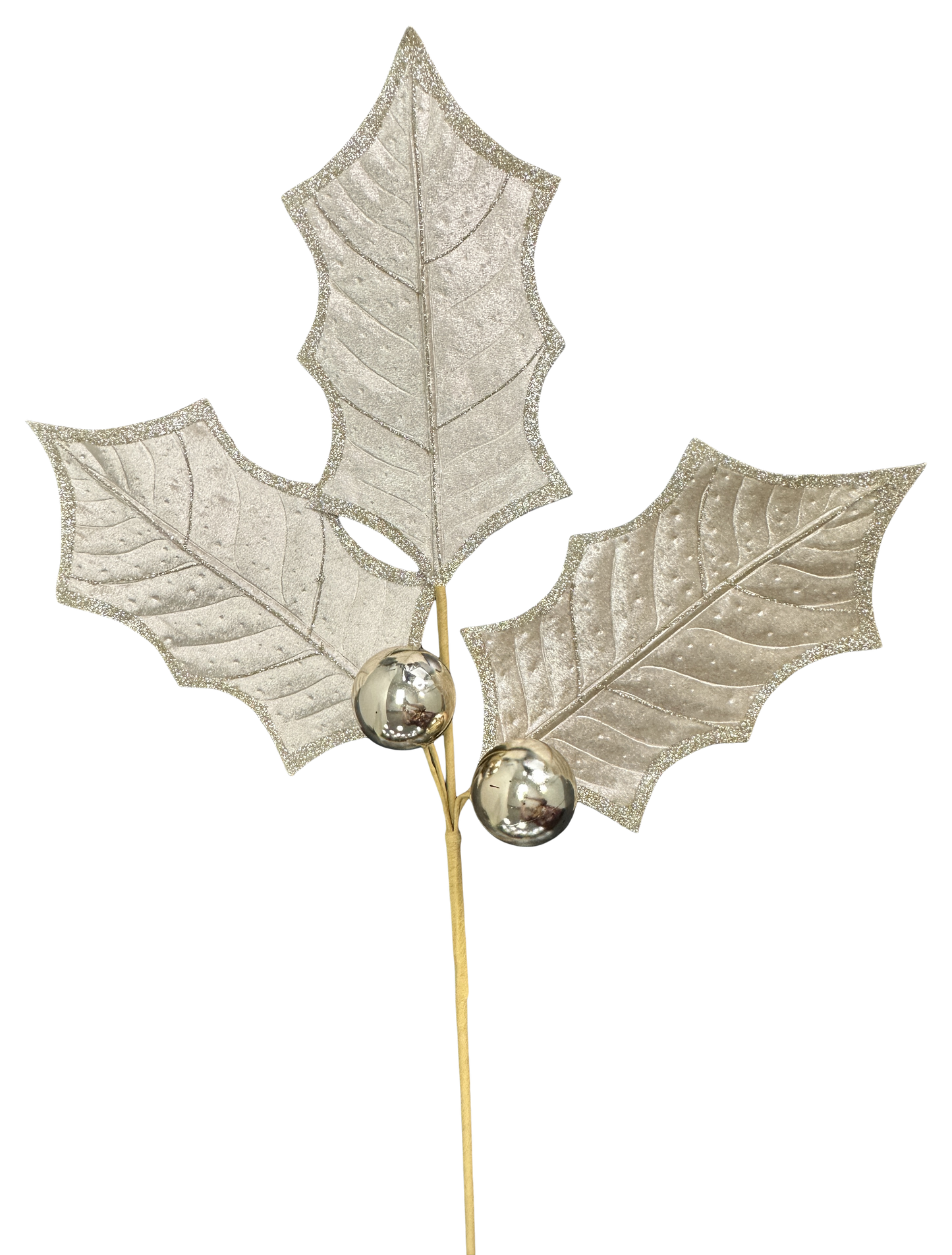 Holly Leaves Spray Gold Trimmed in Gold